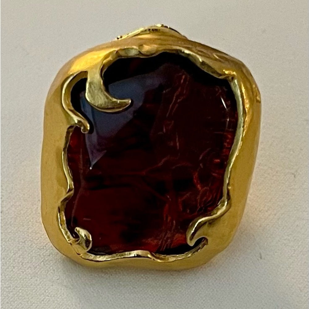 Amber Stone Statement Ring - image 5